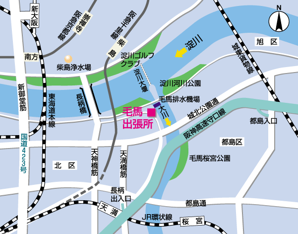 毛馬出張所の所在地の地図