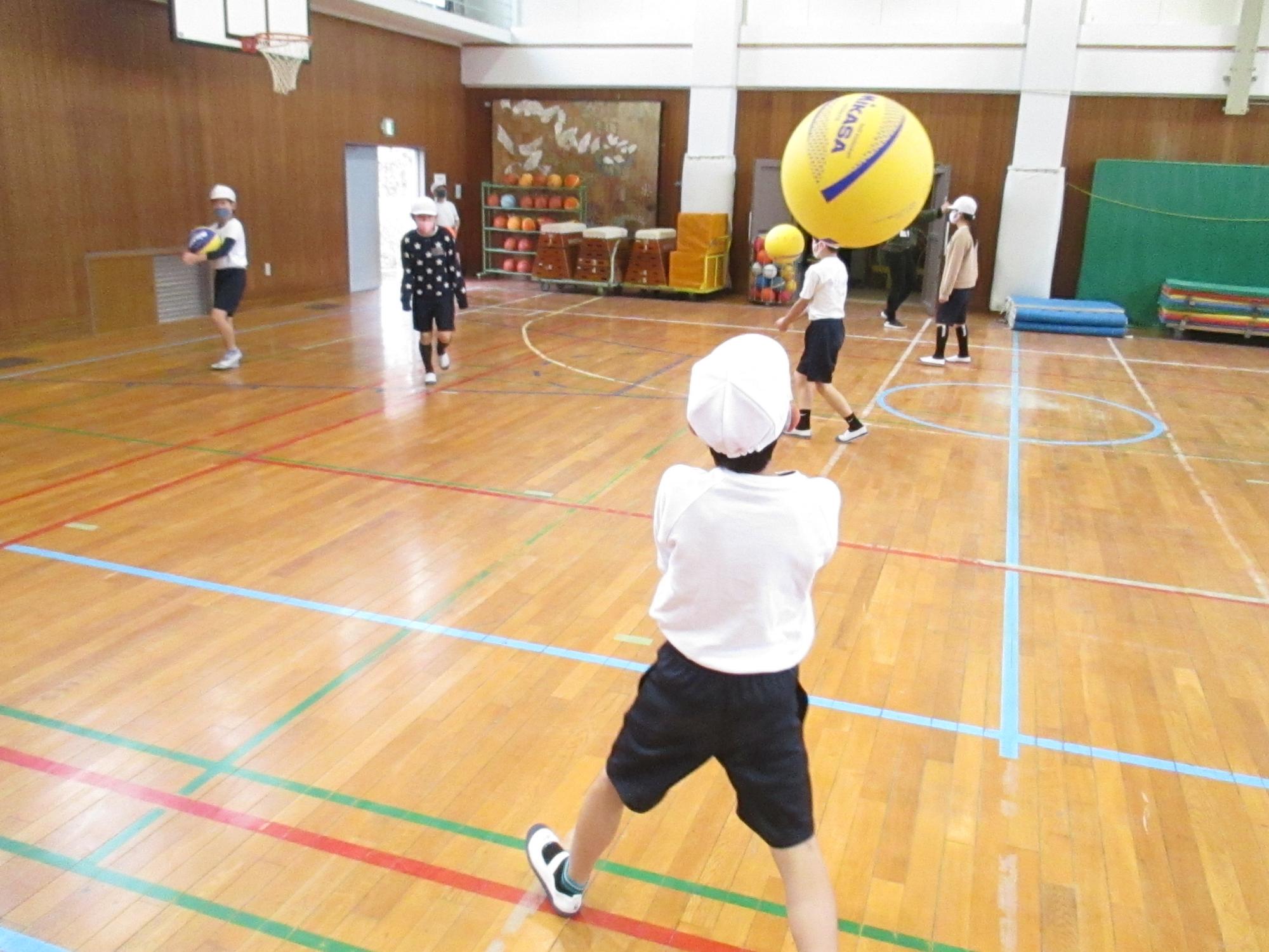 ソフトバレーボールの練習の様子